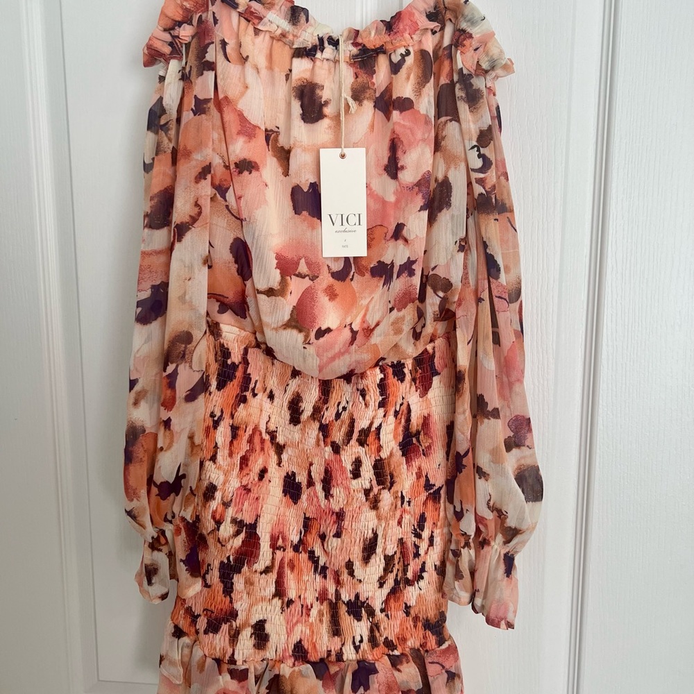 EMMY FLORAL SMOCKED OFF THE SHOULDER DRESS - VICI